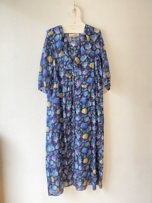 画像1: 30%off 2024SS Bon Vieux Temps　リバティptシルフローン　アジサイワンピース　　78；NAVY (1)