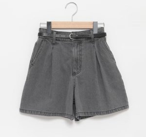 画像1: 30%off Lovetoxic    ベルトつきタックショートパンツ　82；グレー (1)