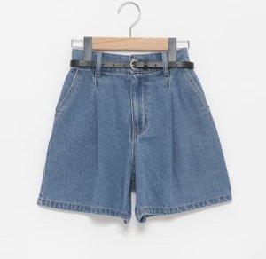 画像1: 30%off Lovetoxic    ベルトつきタックショートパンツ　56:L・ブルー (1)