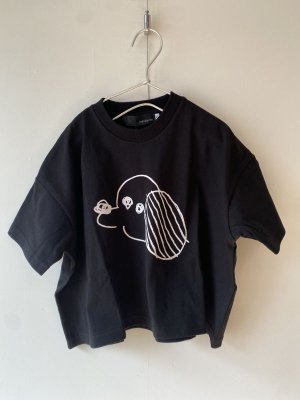 画像1: nunuforme 　 　手書きinuinu Tシャツ　　BK  (1)