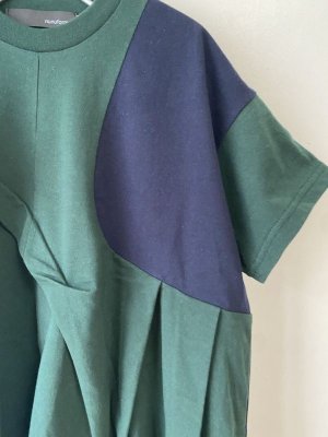 画像2: 50%off nunuforme   バイカラータック  Tシャツワンピース  Mossgreen (2)