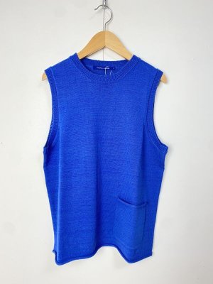 画像1: 30%off 2024春夏　NATURAL LAUNDRY　CLニットポケットベスト　450：ブルー　サイズ:2 (1)