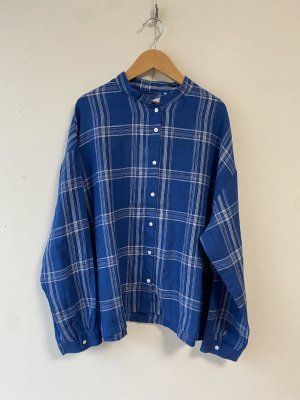 画像1: 30%off   YARRA   リネンチェックシャツ　　50:ブルー　　FREE (1)