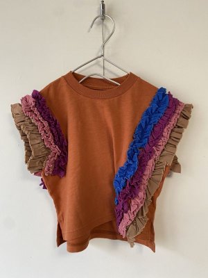 画像1: 40%off 2024春夏　GTH　	 テンジク ソデフリフリ TEE　　7；茶 (1)