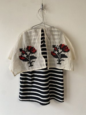 画像2: 50%off　2022春夏　GTH　ボーダー　テンジク　フォークロア　ケープ　TEE　　2；黒 (2)