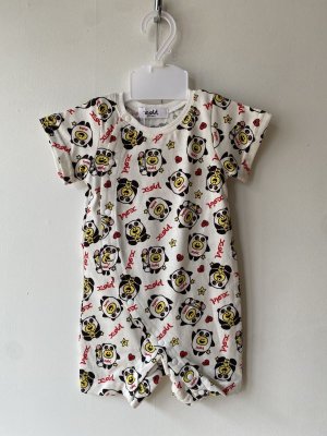 画像1: 30%off X-girl kids 　パンダキラッキー総柄カバーオール　03：オフホワイト　サイズ；70 (1)