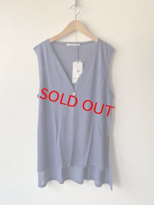 画像1: 30%off   Lilou&Lily 　 BELGIUM LINEN LONG VEST   C:BLUE   size:38 (1)