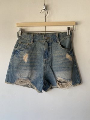 画像1: 30%off   Lovetoxic    ダメージデニムショートパンツ  51：ブルー (1)