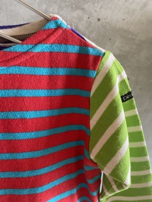 画像2: 40%off    　DENIMDUNGAREE　 ボーダーテンジク ボートネック TEE　91；クレイジー　　サイズ；BM（90） (2)