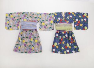 画像1: OCEAN&GROUND　レイヤード浴衣ワンピース Stripe&Flower　 (1)