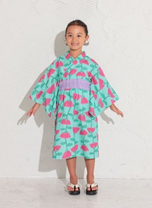 画像2: OCEAN&GROUND ウエスト切替浴衣ワンピース Flower parasol  カラー;ミント (2)