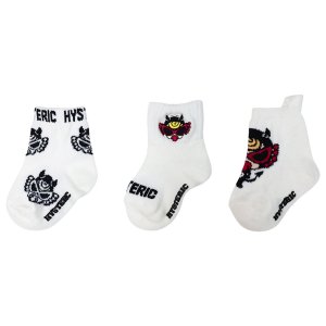 画像1: ☆2024秋冬　HYS MINI　　DEVILKIN BABY 3Pソックス　00；ホワイト (1)