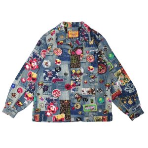 画像1: MY FIRST HYSTERIC　SCRATCH DENIM総柄 Viscotex シャツ　　49；インディゴ (1)