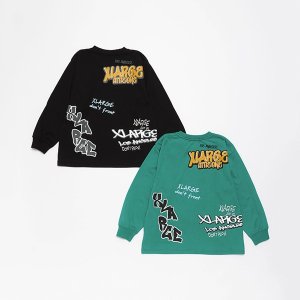 画像2: 30%off XLARGE KIDS　総柄グラフィック長袖Tシャツ　　80；クロ (2)