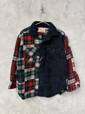 画像1: 40%off    2024秋冬　DENIMDUNGAREE　   パッチワークチェック　シャツ　　91；クレイジー (1)