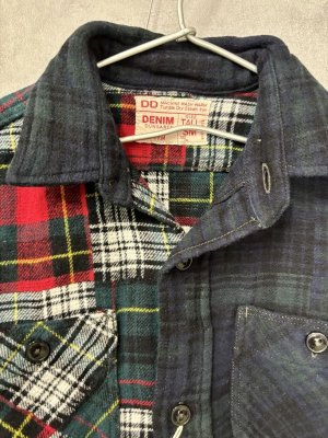 画像2: 50%off    　DENIMDUNGAREE　   パッチワークチェック　シャツ　　91；クレイジー　サイズ；140 (2)