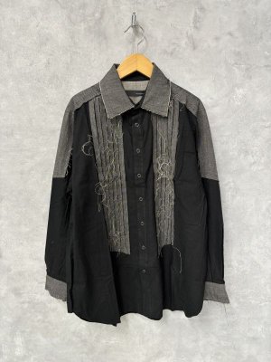 画像1: 30%off   nunuforme  裁ち切りツイルシャツ　　BLACK (1)