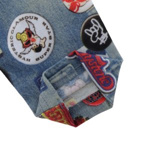画像3: Hystericmini MINI DOLL SCRATCH DENIM ラグラン長袖Tシャツ  10;ブラック (3)