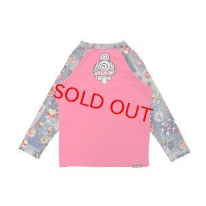 画像2: 40%off   Hystericmini　MINI DOLL SCRATCH DENIM ラグラン長袖Tシャツ　　26；マゼンタ (2)