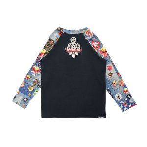 画像2: Hystericmini MINI DOLL SCRATCH DENIM ラグラン長袖Tシャツ  10;ブラック (2)