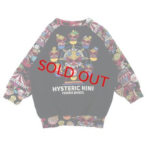 画像2: MY FIRST HYSTERIC　HYSTERIC MINI LAND総柄 ラグラン裏毛トレーナー　10；ブラック　　サイズ；90 (2)