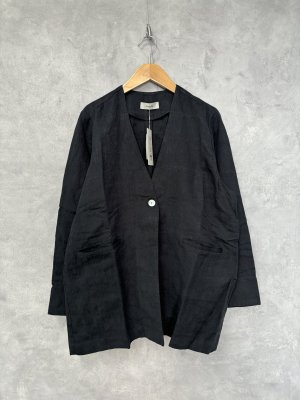 画像1: 30%off   doux blue　コットンリネンJQジャケット　55；ブラック　サイズ；F (1)