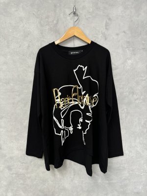 画像1: 30%off   2024AW　gomme　Tシャツ　4:ブラック　　サイズ；M (1)