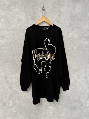 画像1: 30%off   2024AW　gomme(H)　　Tシャツ　3:ブラック　サイズ；M (1)