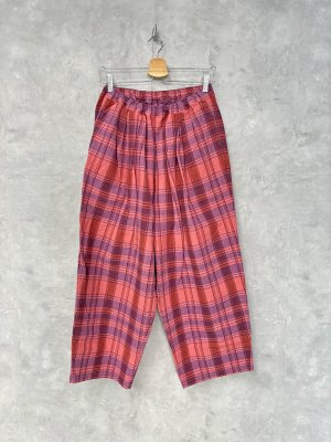 画像1: 30%off   VC   ボリュームタックパンツ　pink check (1)