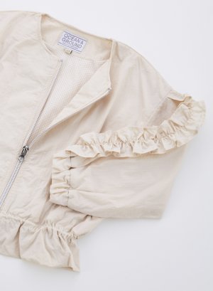 画像3: OCEAN&GROUND　ノーカラーナイロンフリルJKT　　　 (3)