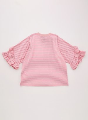 画像2: OCEAN&GROUND　8分袖フリルボーダーT　 (2)