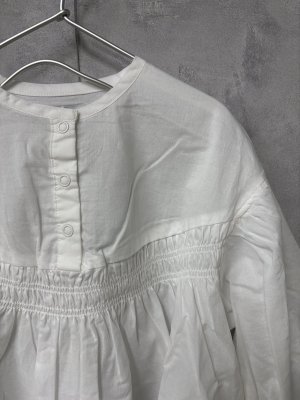 画像2: 40%off 2025春夏 GROOVY COLORS  ローンギャザー 膝下 L/S ワンピース 1;白 (2)