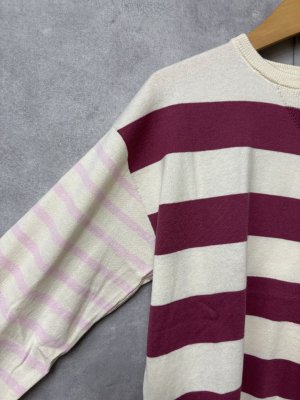 画像3: 40%off 2025春夏 FITH   コットンニット ボーダー L/S Tシャツ  6;ピンク  サイズ;L (3)