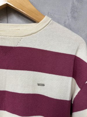 画像2: 40%off 2025春夏 FITH   コットンニット ボーダー L/S Tシャツ  6;ピンク  サイズ;L (2)