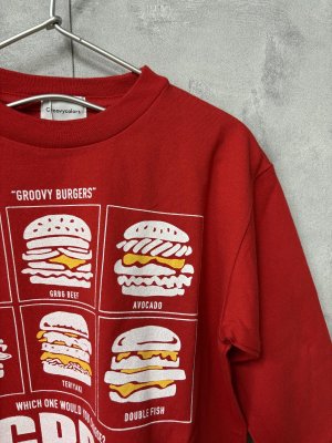 画像2: 40%off 2025春夏 GROOVY COLORS  天竺 GROOVY BURGERS L/S TEE  5;赤 (2)