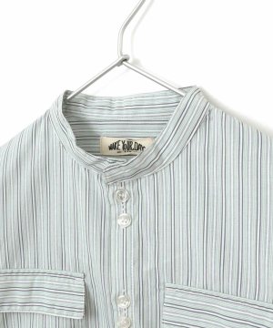 画像3: MakeYourDay　　無地とストライプのバンドカラーシャツ　　ブルー　　サイズ；160 (3)