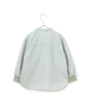 画像2: MakeYourDay　　無地とストライプのバンドカラーシャツ　　ブルー　　サイズ；160 (2)