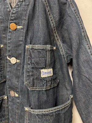 画像2: 40%off 2025春夏　DENIMDUNGAREE　 	   8OZデニム ノーカラー カバーオール　2；黒 (2)