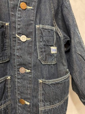 画像3: 40%off 2025春夏　DENIMDUNGAREE　 	   8OZデニム ノーカラー カバーオール　2；黒 (3)