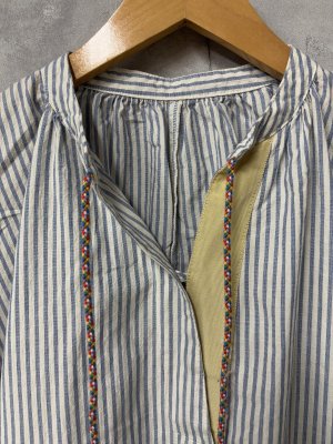 画像3: 40%off 2025春夏 　GTH　	   フラワーシシュウ　シャツOP　　14；ブルー (3)