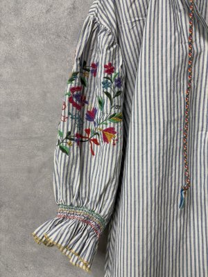 画像2: 40%off 2025春夏 　GTH　	   フラワーシシュウ　シャツOP　　14；ブルー (2)