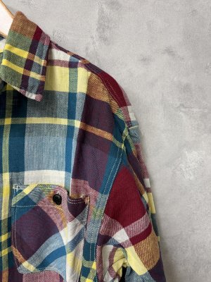 画像2: 40%off 2025春夏　DENIMDUNGAREE　	  オオガラチェック シャツ　　8；グリーン (2)