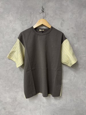 画像1: 2025春夏　FITH  　さらさら天竺*ストライプ　Tシャツ　　17；チャコール　サイズ；150 (1)