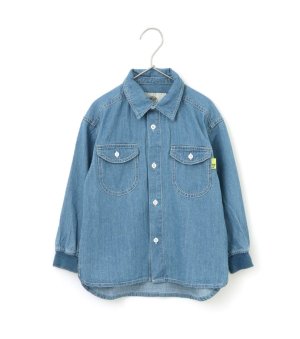 画像1: MakeYourDay　　後ろ刺繍ミリタリーシャツ　　BLUE　　サイズ；120 (1)
