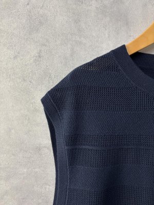 画像3: 40%off 2025春夏　GC　	コットンボーダーサイドオープンベスト　　4；紺 (3)