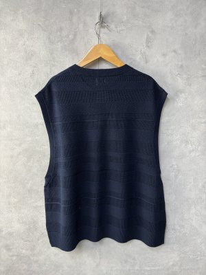 画像4: 40%off 2025春夏　GC　	コットンボーダーサイドオープンベスト　　4；紺 (4)