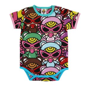 画像1: MY FIRST HYSTERIC　TEDDY MINI MULTI COLOR総柄 半袖ロンパース　　90；マルチ (1)