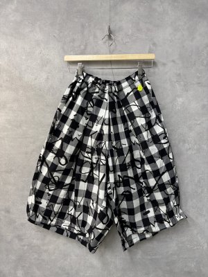 画像1: 2025SS   フランキーグロウ　ORG.PT TUCK SHORT PANTS   PLAID-BLACK (1)