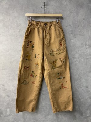 画像1: 2025春夏　DENIMDUNGAREE　 　メンサテンラクガキパンツ　　16:ベージュ (1)