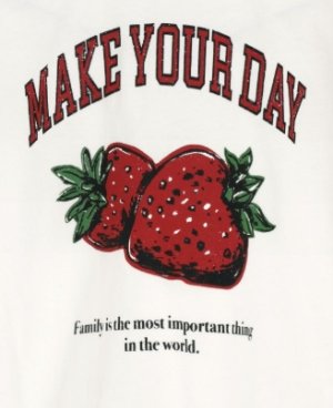 画像4: MakeYourDay　　イチゴとロゴの半袖Tシャツ　　　オフホワイト (4)